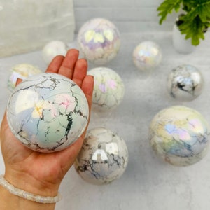 White Howlite Angel Aura Polished Spheres - By Weight