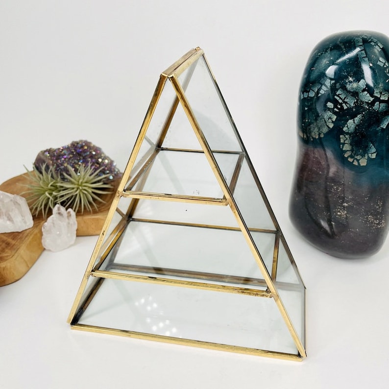 Brass and Glass Crystal Display Shelf Etsy
