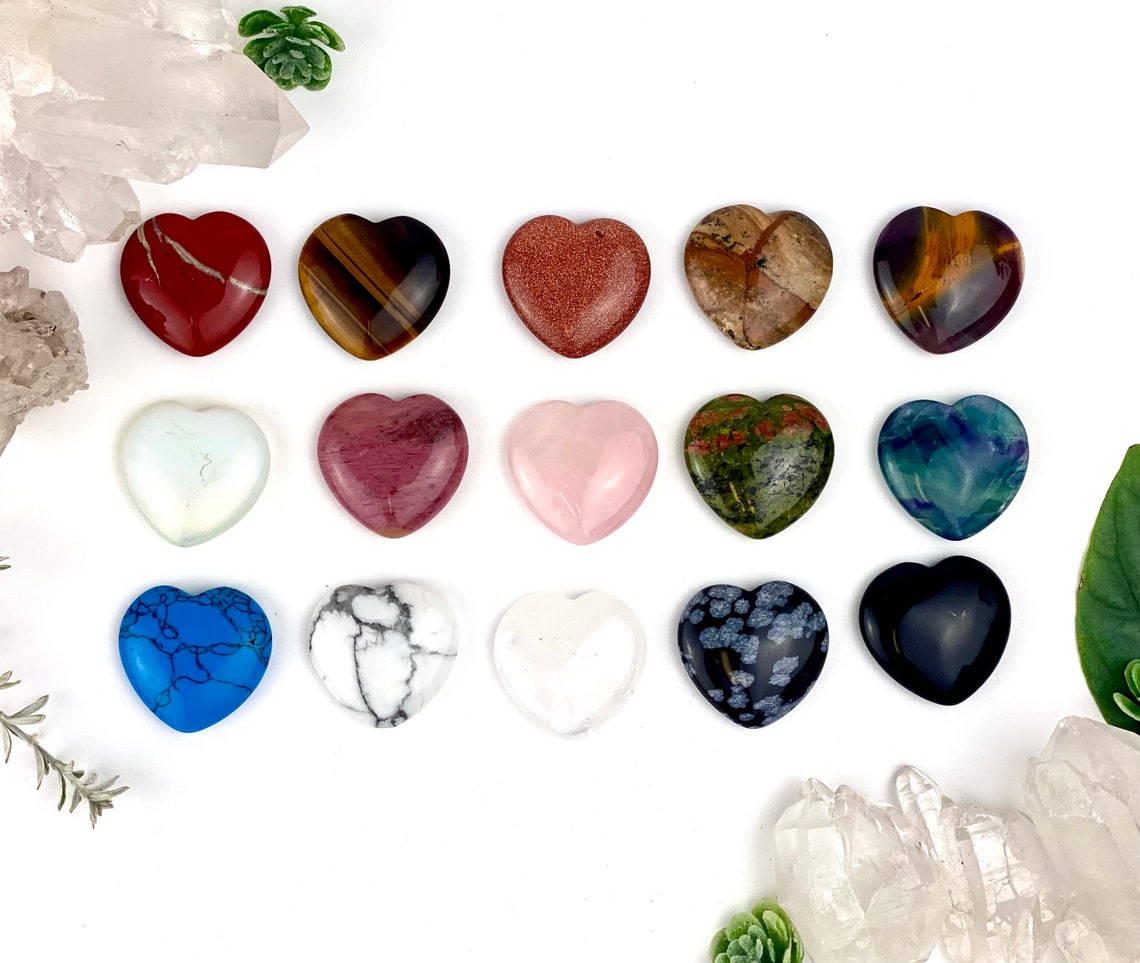 Gemstone Heart Heart Shaped Thumb Stone Worry Stone | Etsy
