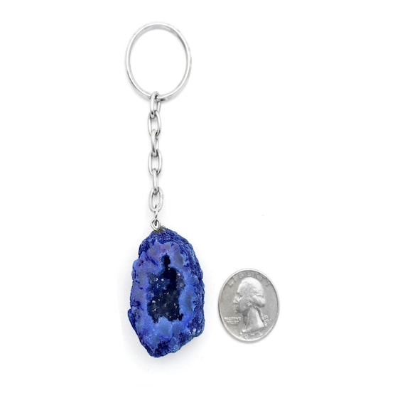 Occo Geode Silver Toned Crystal Key Chain - Geode Keychain - Etsy