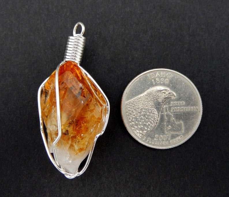 Citrine Point Citrine Point Wire Wrapped Silver Tone Pendant - Etsy