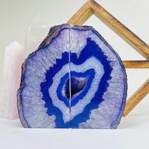 Large Purple Dyed Agate Crystal Book Ends Pair of Stones