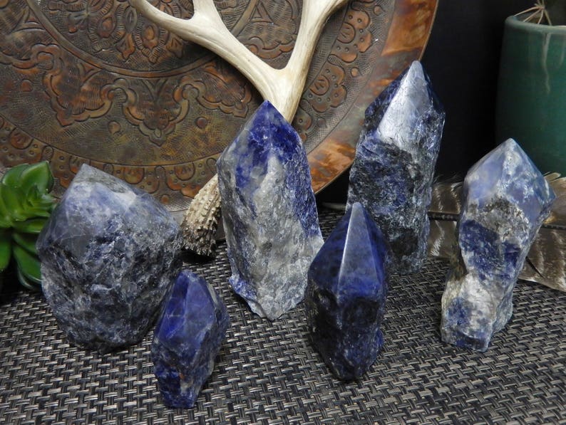 Sodalite Semi Polished Points Beautiful Blues with White Veining Choose By Weight Point-04 image 4