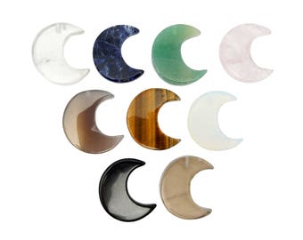 Gemstone Half Moon - Crafts - Wire Wrapping - Crystal Healing - Crystal Decor - Beautiful Crescent Shape (RK178B2)