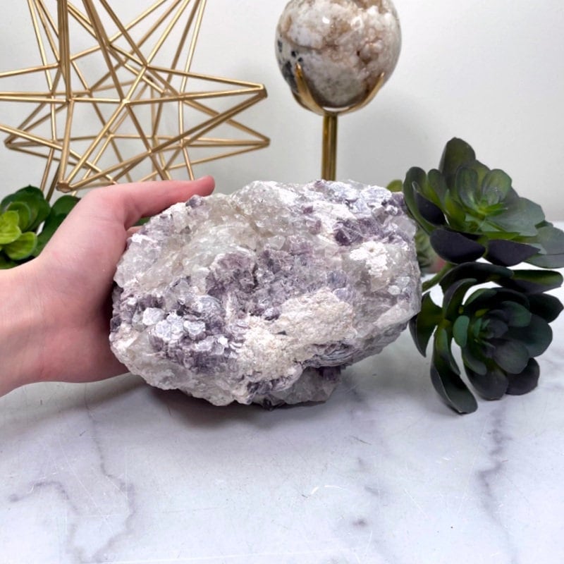 Lepidolite Mica in Quartz - Natural Cluster Ooak