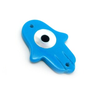 Turquoise Hamsa Hand with Greek Eye Connector- Side Drilled Bead (RK36B20-17)