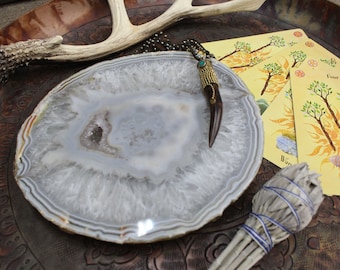 Agate Platter Natural  - Small Size - 17 to 23 cm - Thick Agate Slab - Table Setting - Home decor & Spiritual Gift (HW5-02)