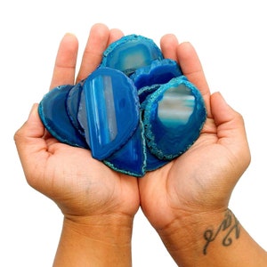 Blue Agate Slice - Large Pendant Size - Agate Slices #0 - Great for Jewelry (AGBS)
