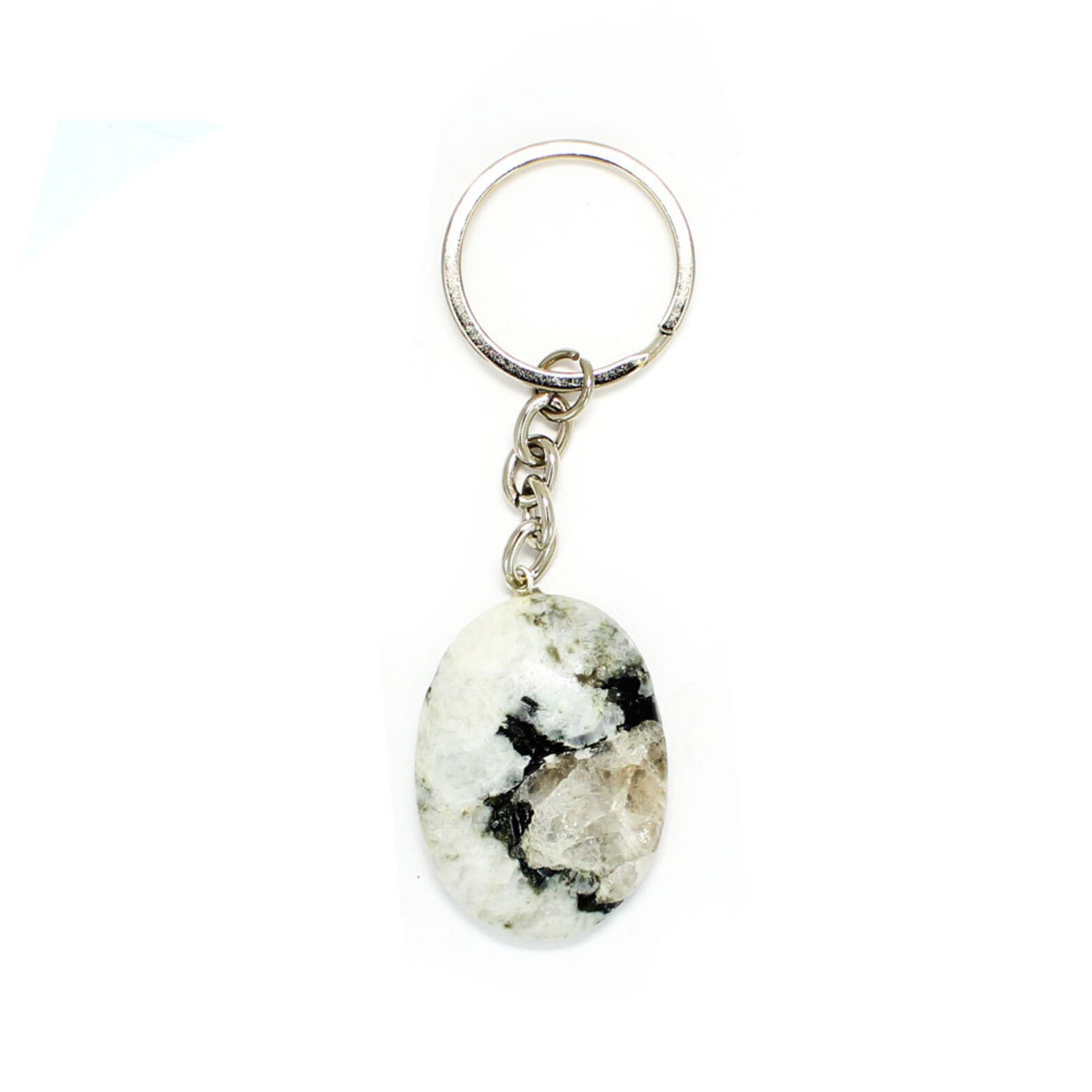 Rainbow Moonstone Worry Stone Keychain Silver Tone Keychain Etsy