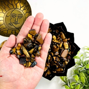 1 lb Bag Tiger Eye Crystals Tumbled Stones Chips - Small Size Gardening - Jewelry Making - Jewelry Craft Supplies - Decor