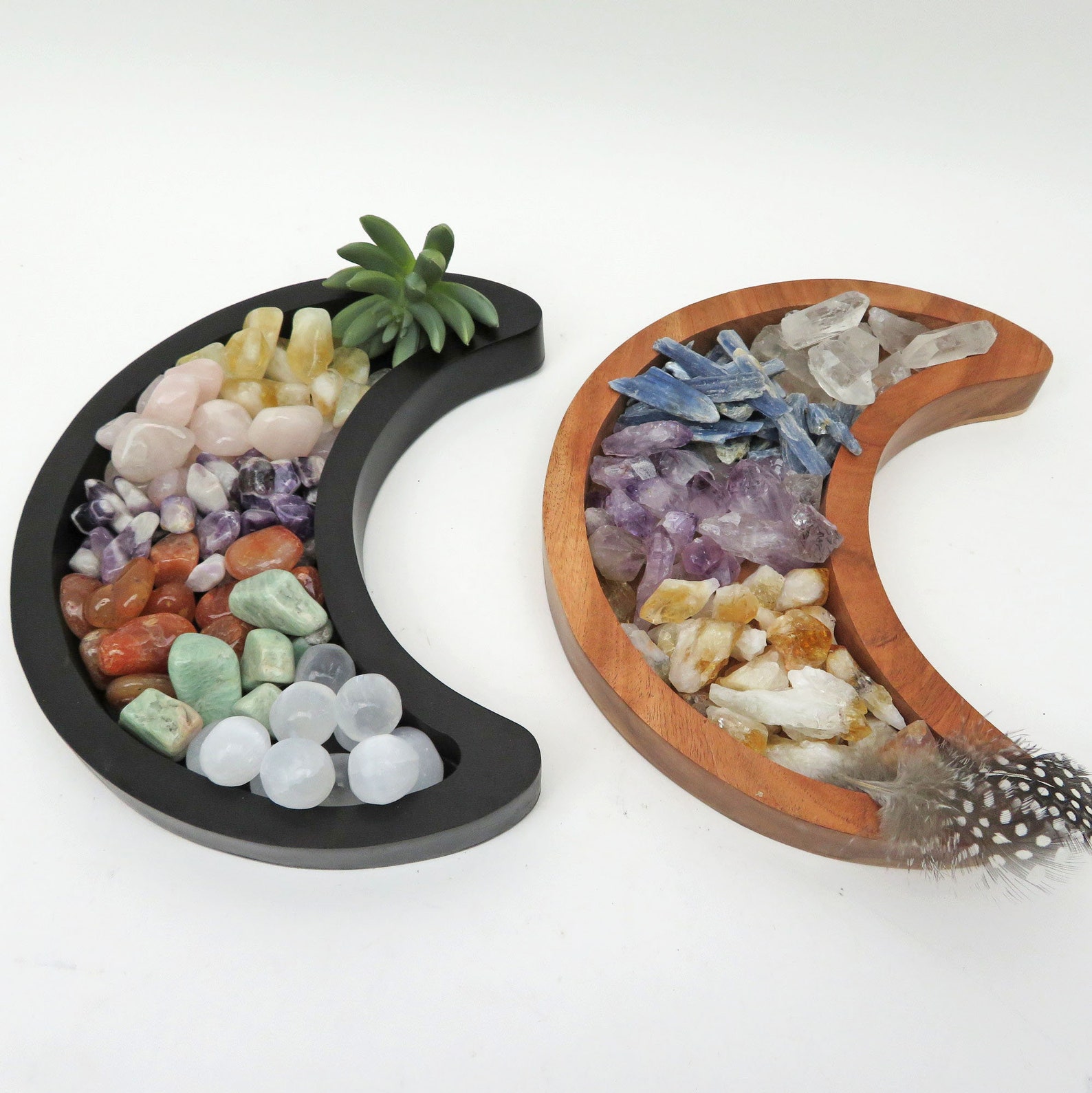 Moon Tray Crystal Collector Display Organizer Crescent Etsy