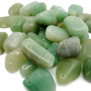 Aventurine Beads-- Tumbled Green Aventurine Beads - Tumbled Stone Drilled Side Drilled (TS-31B)