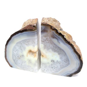 Geode Book end Natural Agate Bookend Pair - 1 to 3 lb - Geode Bookend - Home Decor - (RK1-01)