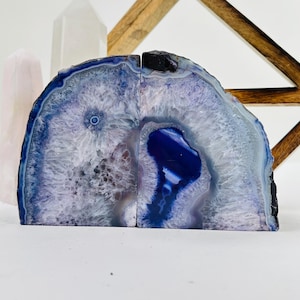 Dyed Purple Agate Crystal Book Ends Set