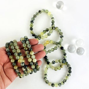 Prehnite Crystal Gemstone Bead Bracelets Mala Bracelet