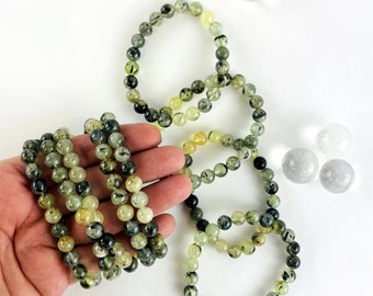 Prehnite Crystal Gemstone Bead Bracelets Mala Bracelet