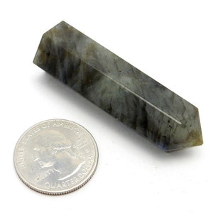Labradorit Torn Obelisk Punkt BORRAD - Trådlindning - Chakra - Reiki - Kristallnät - Energibalansering (2BROWNSHELF-109) bild 5