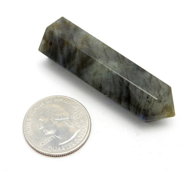 Labradorit Torn Obelisk Punkt BORRAD - Trådlindning - Chakra - Reiki - Kristallnät - Energibalansering (2BROWNSHELF-109) bild 5