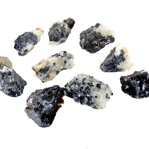 Galena with White Quartz Raw Stone - Mineral