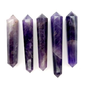 Amethyst Double Terminated Pencil Point Bead - Amethyst Point Top Side Drilled Bead - (2BROWNSHELF-84)