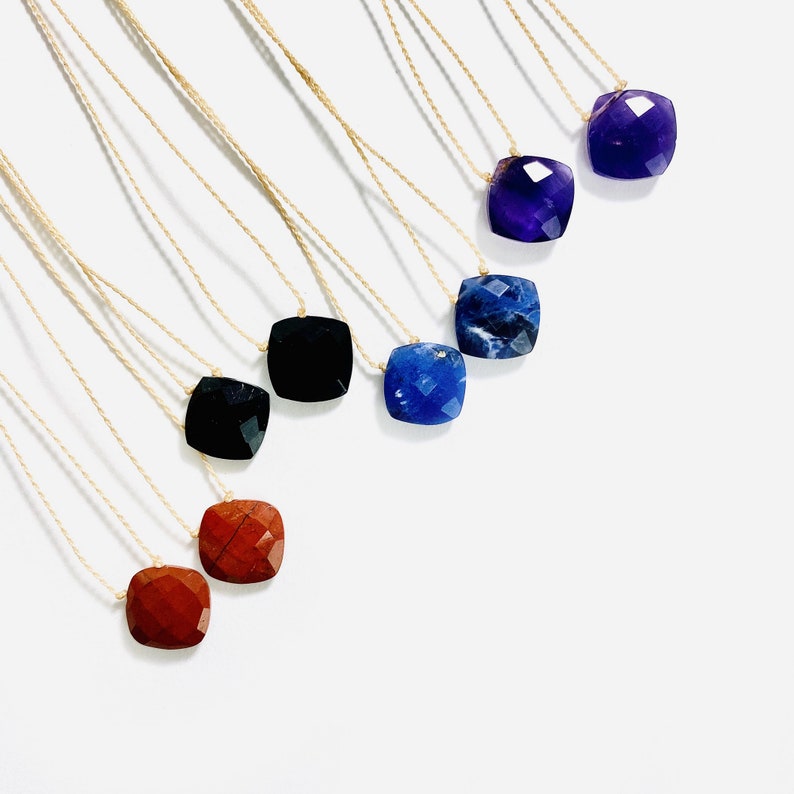 N-DIA Gemstone Diamond Bead Finished Necklaces