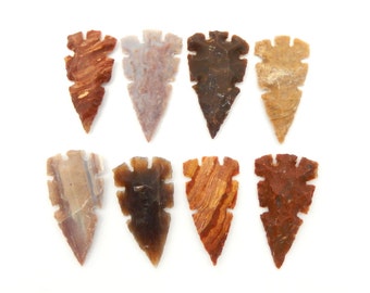 Carved Jasper Arrowhead - Amazing Jasper 2 Inch Arrowhead Perfect for Wire Wrapping--Arrow heads wholesale  (10BROWNSHELF-01)