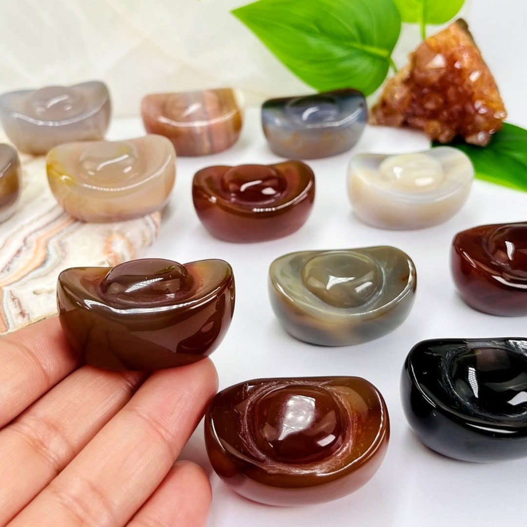 Carnelian Crystal Yuanbao - Carved Stone - Money Stone Healing Stones ...