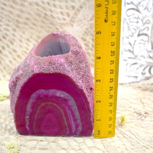 Pink Agate Candle Holder Crystal Decor Metaphysical Chakra Crystals CHS3-02 image 2