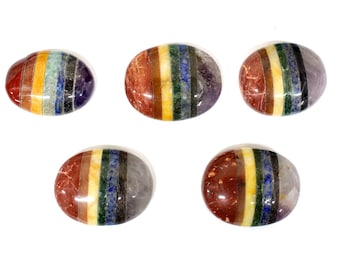 Seven Chakra Worry Stone Crystal - Thumb Stone - Palm Stone - Metaphysical - Chakra