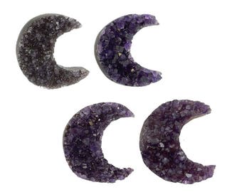 Amethyst Moon Crescent Druzy - Large Amethyst Cabochon