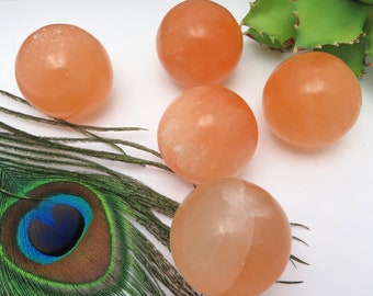 Orange Selenite Crystal Sphere - Peach Orb - BY SIZE Charging Stone