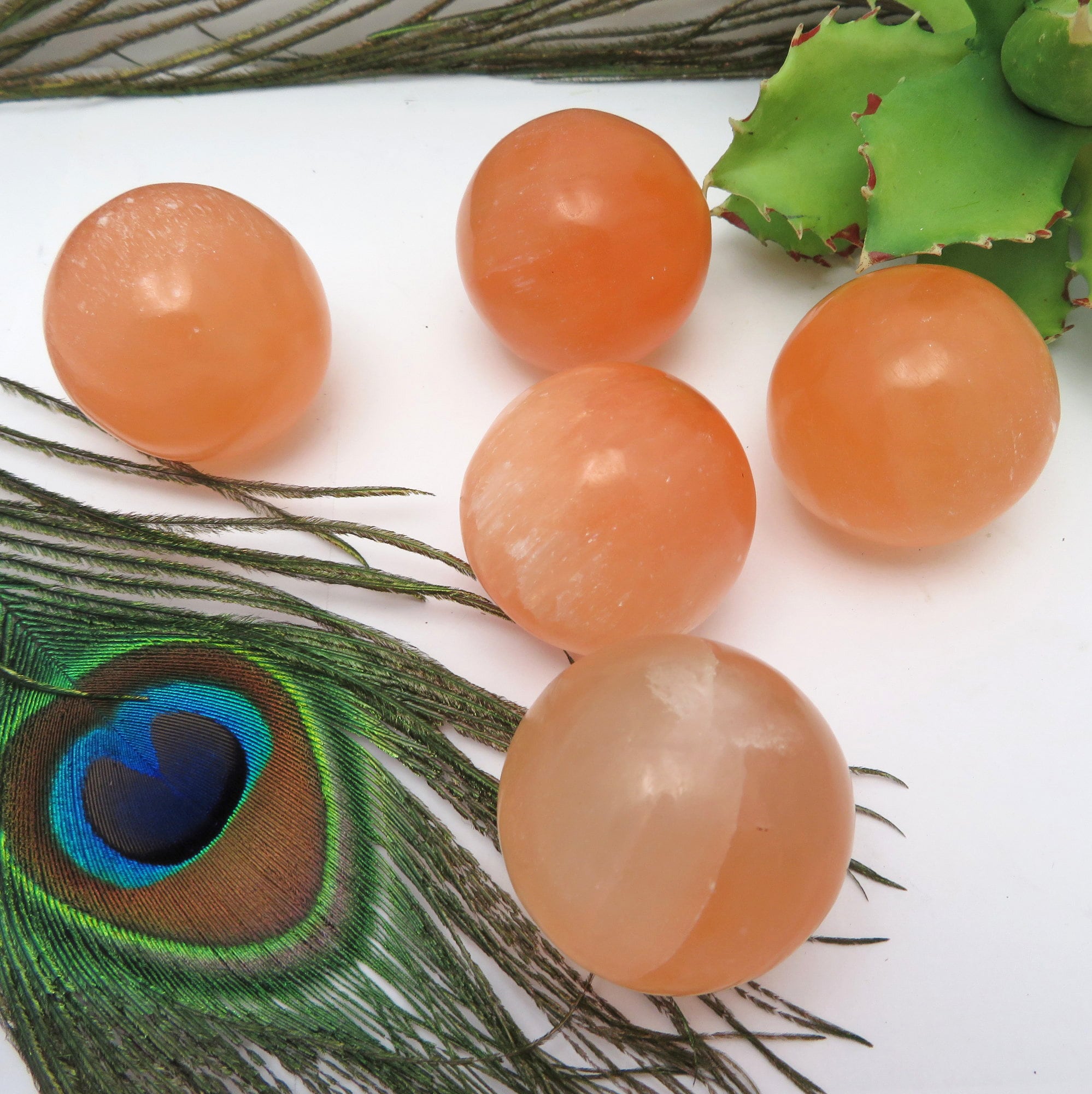 Orange Selenite Crystal Sphere - Peach Orb By Size Charging Stone
