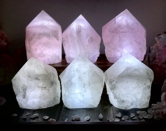 Rosenquarz oder Crystal Quarz Lampe Home Decor