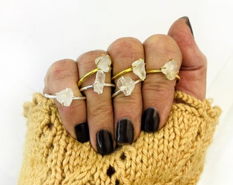 Gemstone Ring ~ Crystal Quartz Stone ~ Choose Gold or Silver (S141B2)