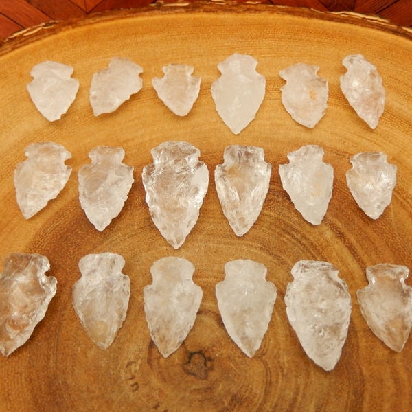 Crystal Quartz Arrowhead Stone -- Gorgeous Display Piece or Jewelry Making and Wire Wrapping 1. 5, 10, 25 pieces (10BROWNSHELF-06)