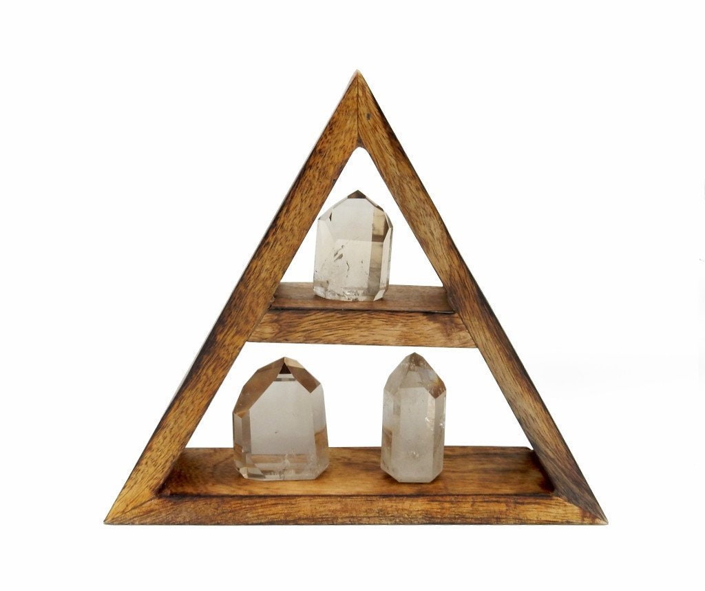 Stone Storage Rack Triangle Crystal Display Wood Shelf - Triangle Crystal Grid Organizer - Etsy