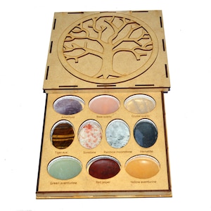 Mixed Worry Stones Crystals and Minerals Box - 10 Assorted Thumb Stones - Chakra