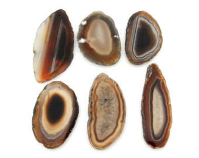 Agate Slices Top Drilled Size 0 Art Projects Supplies Brazilian Agate 3Brownshelf image 3