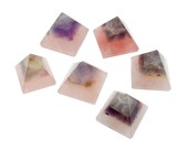 Triple Stone Pyramid - Crystal Quartz, Amethyst, Rose Quartz - Energy Stone Decor, feng shui, home decor, reiki (RK154B9)