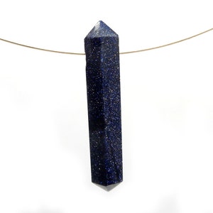 Purple Goldstone Pencil Point Bead - Double Terminated Goldstone Point Top Side Drilled Bead - (2BROWNSHELF-82)