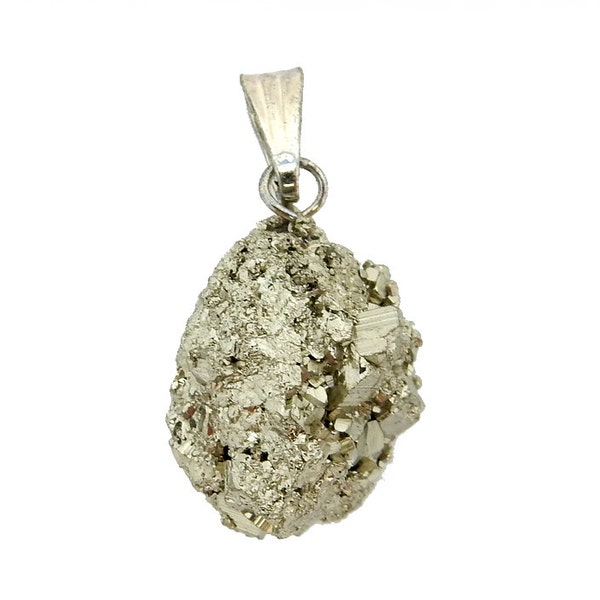 Small Pyrite Pendant with Silver Toned Bail - 1, 5, 10 or 25 pcs - Jewelry and Craft Supplies - (11BROWNSHELF-15)