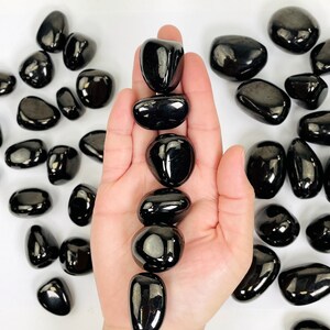 Tumbled Jet stone - Small Stone - Choose 1, 5, or 10 pcs - (UOOAK-S6-05)
