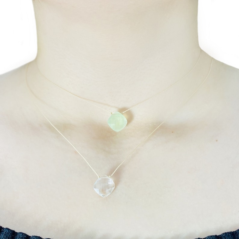 N-DIA Gemstone Diamond Bead Finished Necklaces