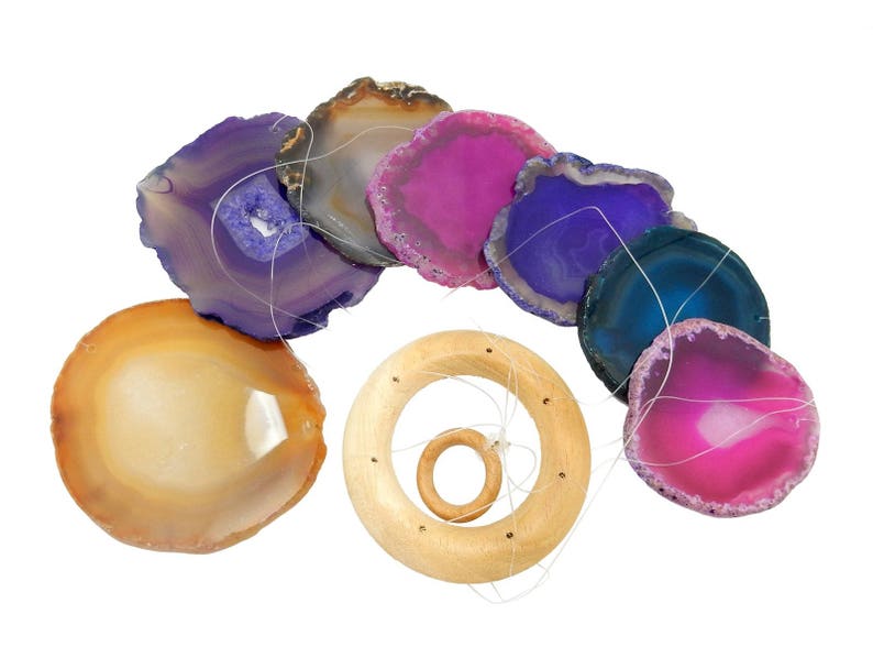 Agate Wind Chimes Mix Color Agate Slice Windchime Home Decór Spiritual Gift Crystal Collection OB2B10 image 6