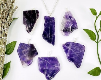 Amethyst Slab Pendant with Silver Bail