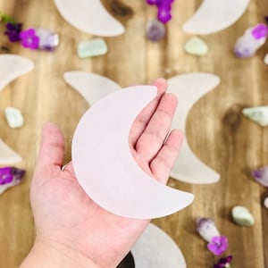 Selenite Crystal Moon Slices - Selenite Crescents YOU CHOOSE SIZE Charging Stone