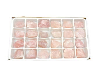 Rose Quartz Flat Box - Box of 24 Pieces Wholesale Crystals Bulk Minerals