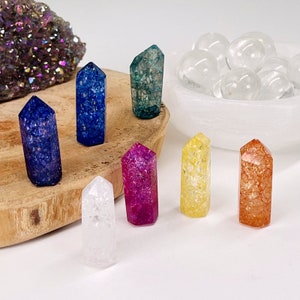 Crackled Quartz Crystal Pencil Point - You Select Color