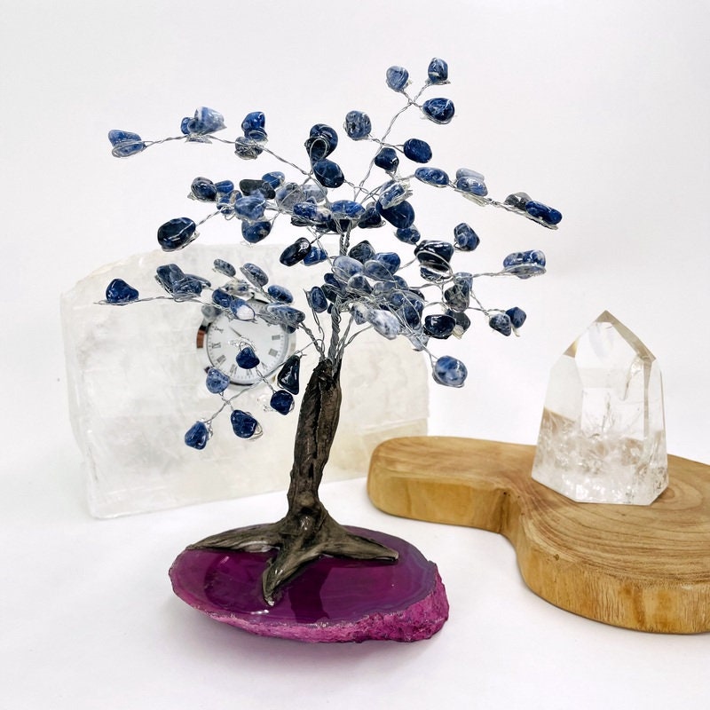 Timbled Tree Sodalite Stone Tree - Tumbled Stone Trees on Agate Slab - Etsy
