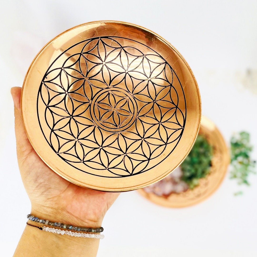 Copper Flower of Life Grid Offering Bowl Etsy